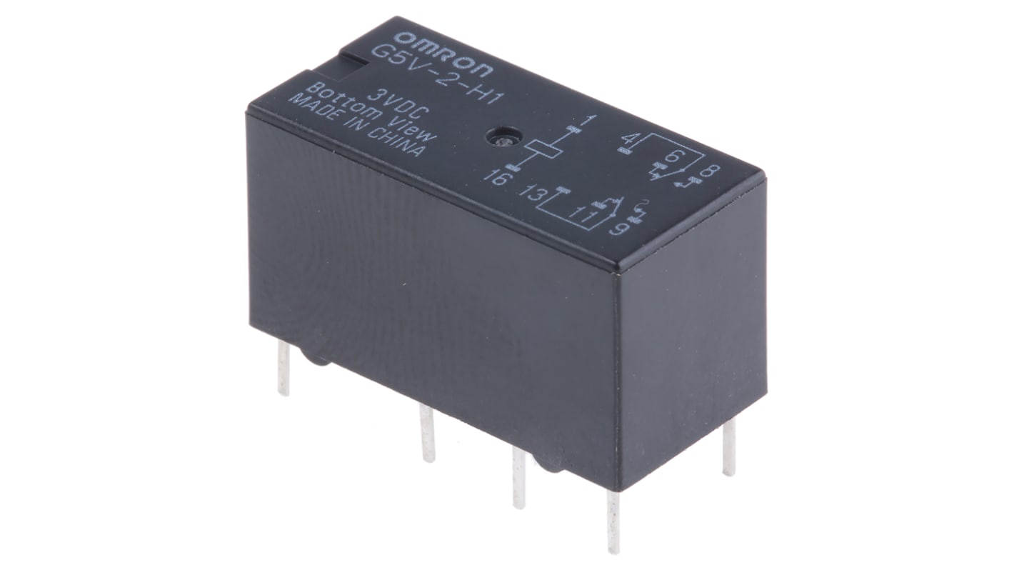 Relé de señal sin enclavamiento Omron G5V, DPDT, 3V dc, 1 A dc, montaje en PCB, para