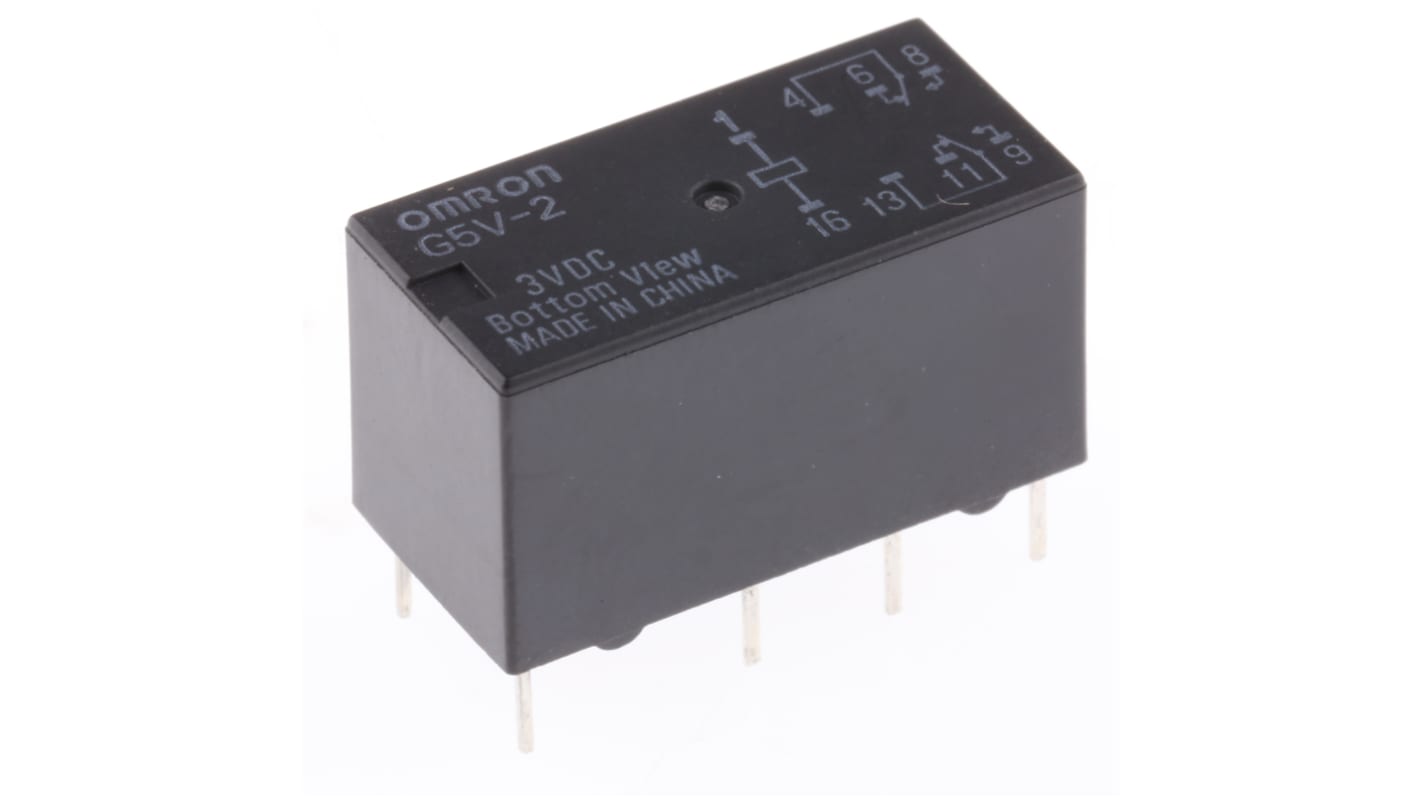 Omron PCB Mount Signal Relay, 3V dc Coil, 2A Switching Current, DPDT