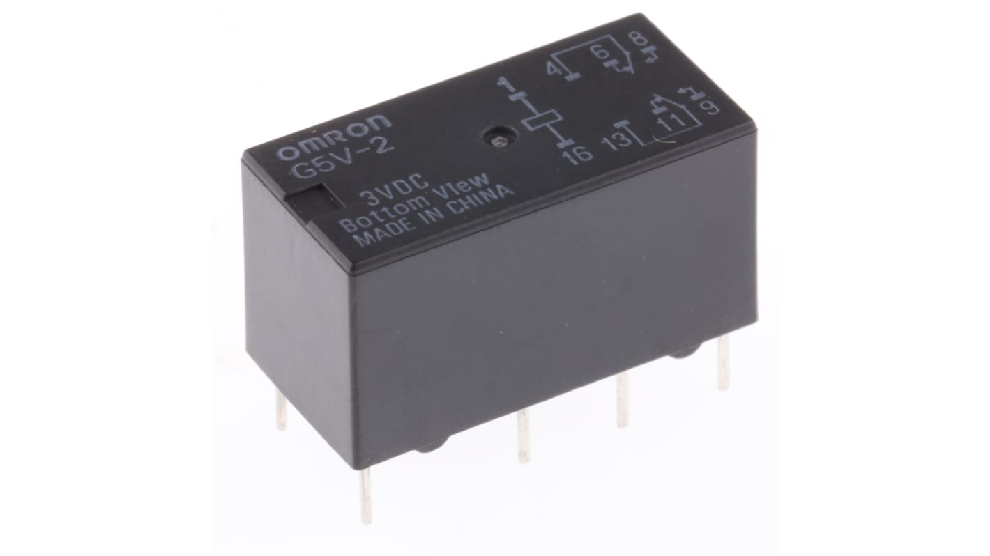 Relé de señal sin enclavamiento Omron MT, DPDT, 3V dc, 2 A dc, montaje en PCB, para