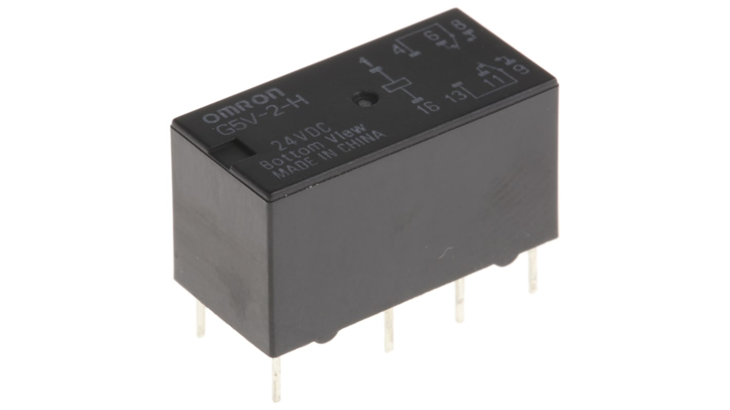 Omron PCB Mount Signal Relay, 24V dc Coil, 1A Switching Current, DPDT