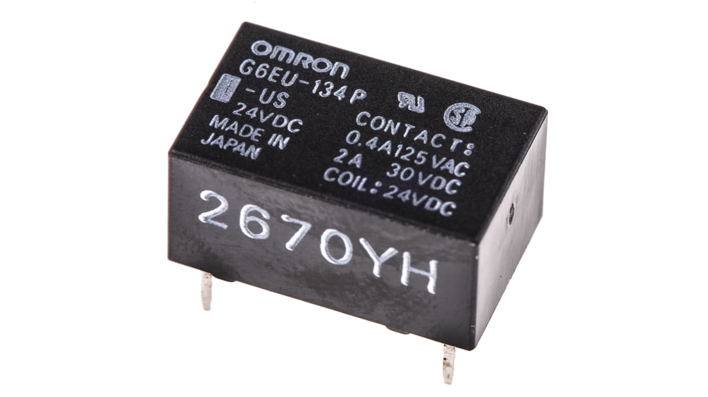 Relé de señal con enclavamiento Omron, SPDT, 24V dc, 3 A dc, 3 A ac, montaje en PCB, para