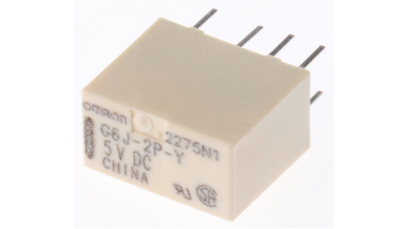 Omron PCB Mount Signal Relay, 5V dc Coil, 1A Switching Current, DPDT