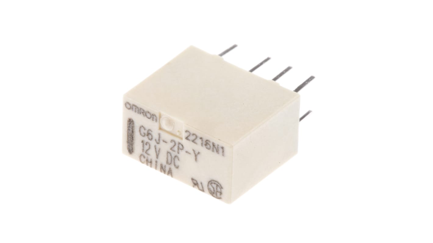 Relé de señal sin enclavamiento Omron G6J, DPDT, 12V dc, 1 A dc, montaje en PCB, para Compacto