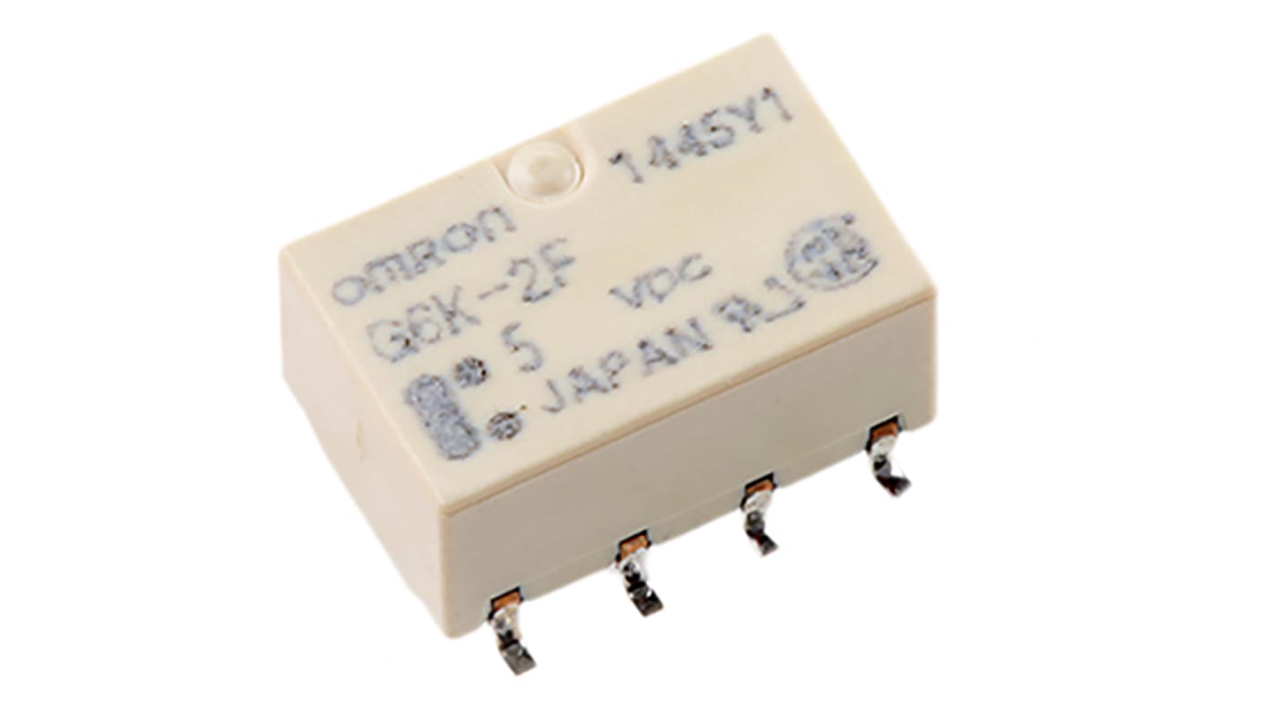 Omron G6K Signalrelais SMD Printrelais, 5V dc Spule, 2-poliger Wechsler, 1A, 125V ac / 60V dc, SMD