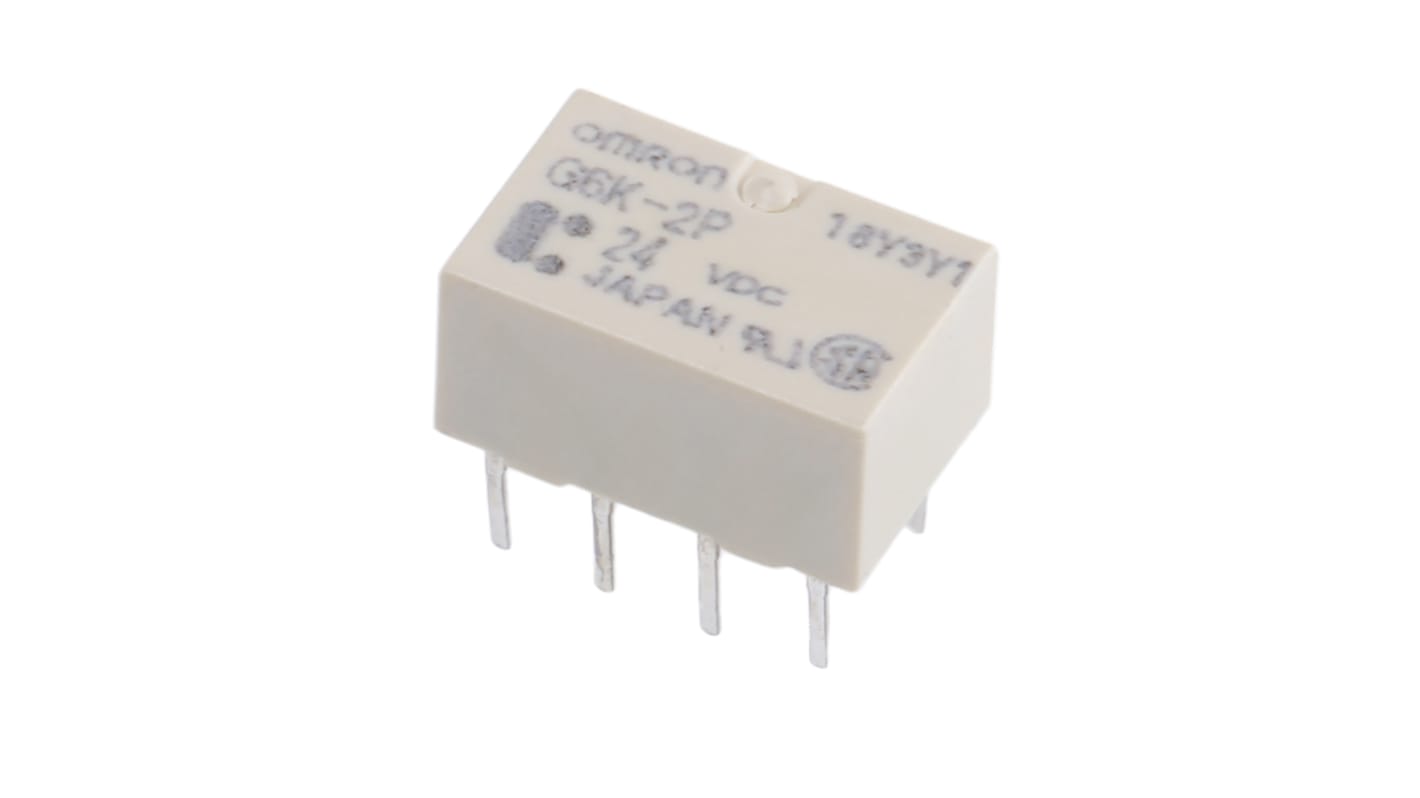 Omron PCB Mount Signal Relay, 24V dc Coil, 1A Switching Current, DPDT