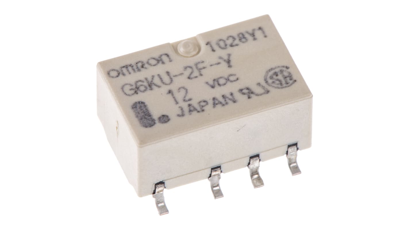 Omron Surface Mount Latching Signal Relay, 12V dc Coil, 1A Switching Current, DPDT