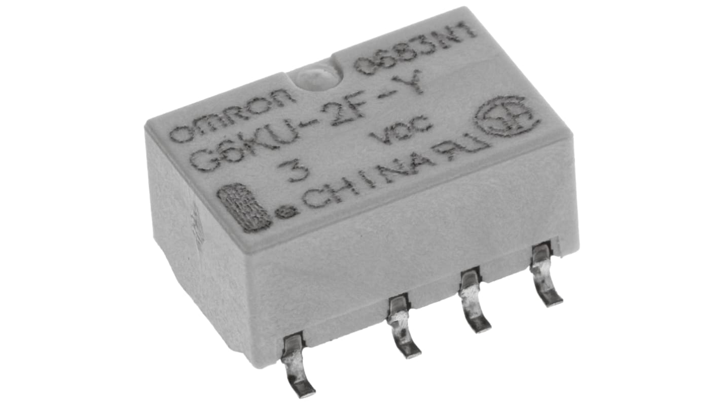 Relé de señal con enclavamiento Omron, DPDT, 3V dc, 1 A dc, 1 A ac, montaje en PCB, para