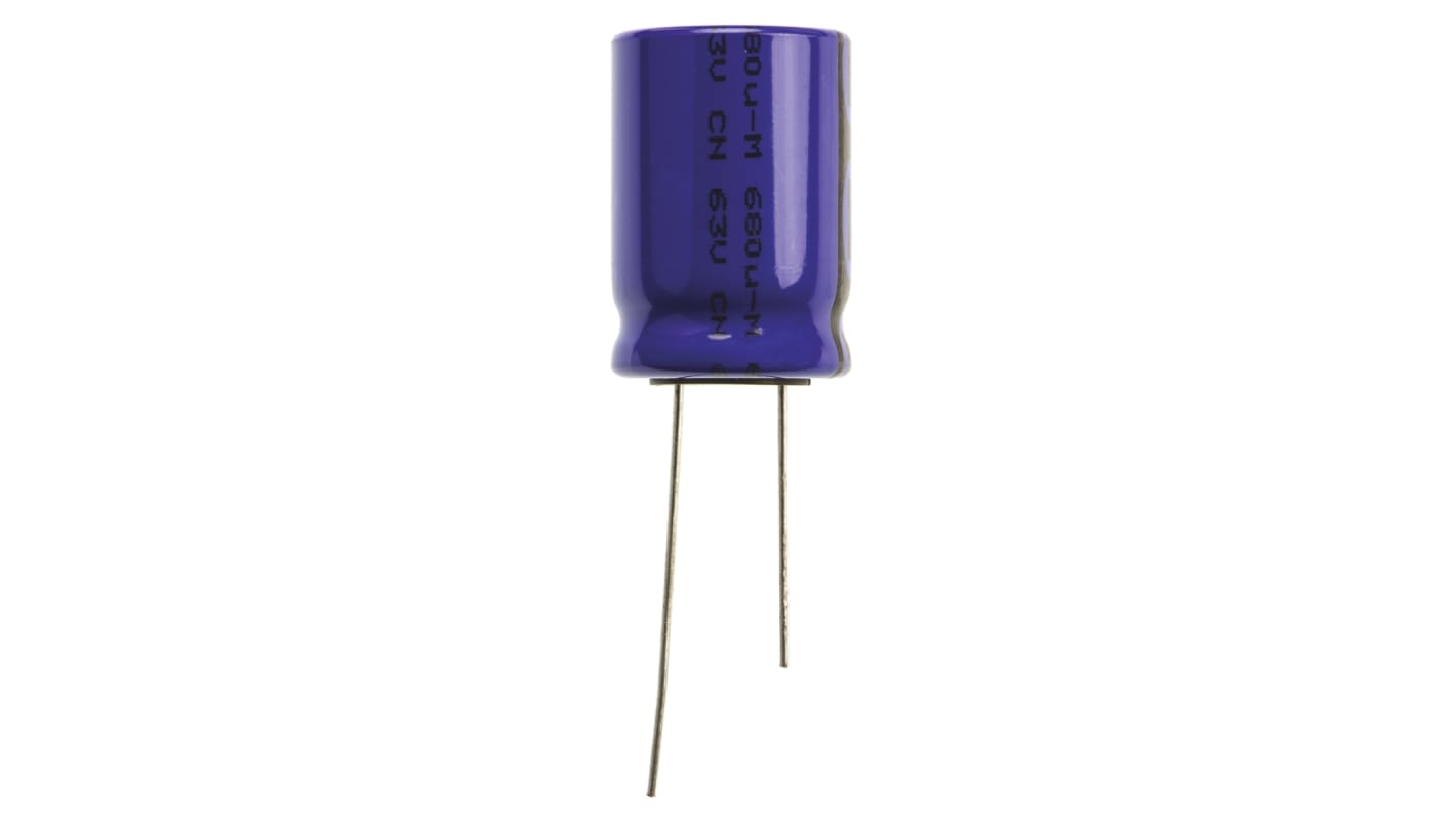 Condensatore Vishay, serie 146 RTI, 680μF, 63V cc, ±20%, +125°C, Radiale, Foro passante
