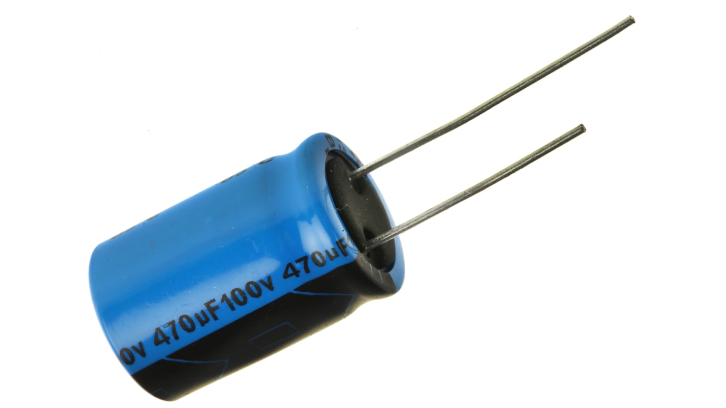 Vishay SU, THT Aluminium-Elektrolyt Kondensator 470μF ±20% / 100V dc, Ø 16mm x 25mm, +85°C