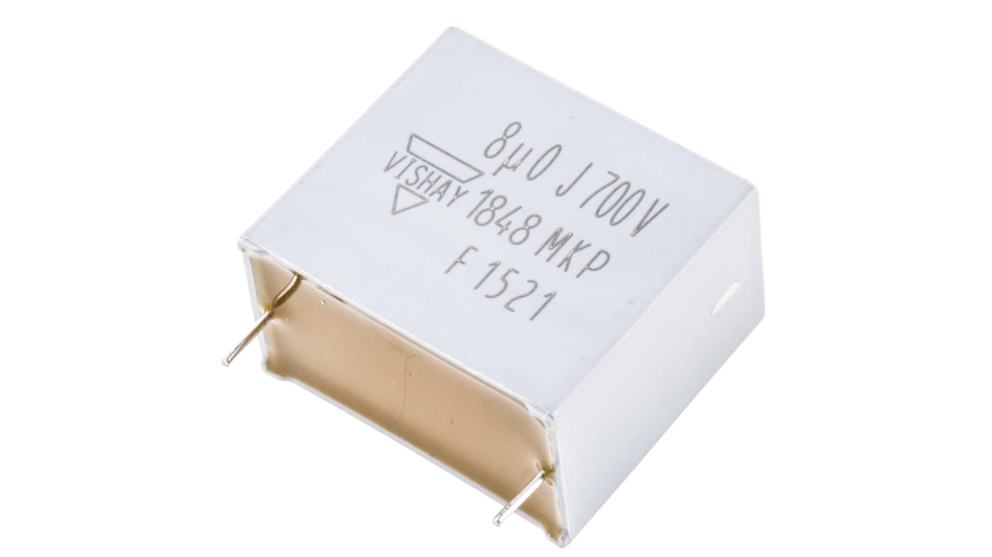 Vishay MKP1848 DC-Link Polypropylene Film Capacitor, 700V dc, ±5%, 8μF, Through Hole