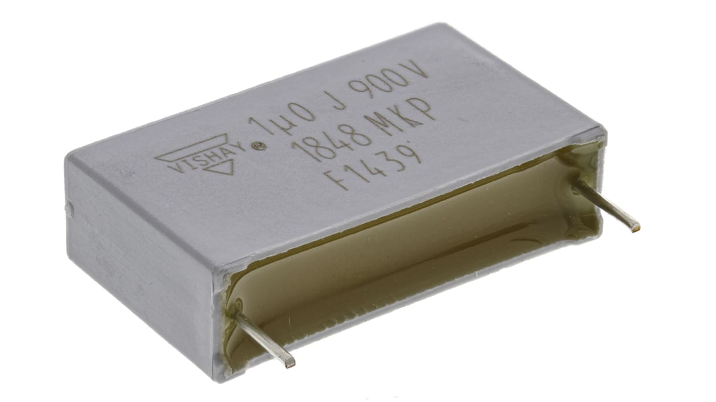 Vishay MKP1848 Polypropylene Film Capacitor, 900V dc, ±5%, 1μF, Through Hole