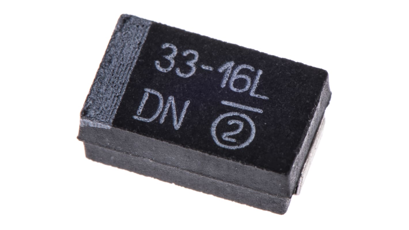 Vishay 293D  Kondensator, MnO2, 33μF, 16V dc SMD, ±10%, Gehäuse 7343-31, +125°C