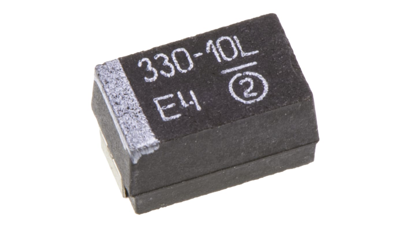 Tantalový kondenzátor, řada: 593D ±10% 330μF 10V dc, SMD, 7343-43 ESR 100mΩ MnO2 Vishay