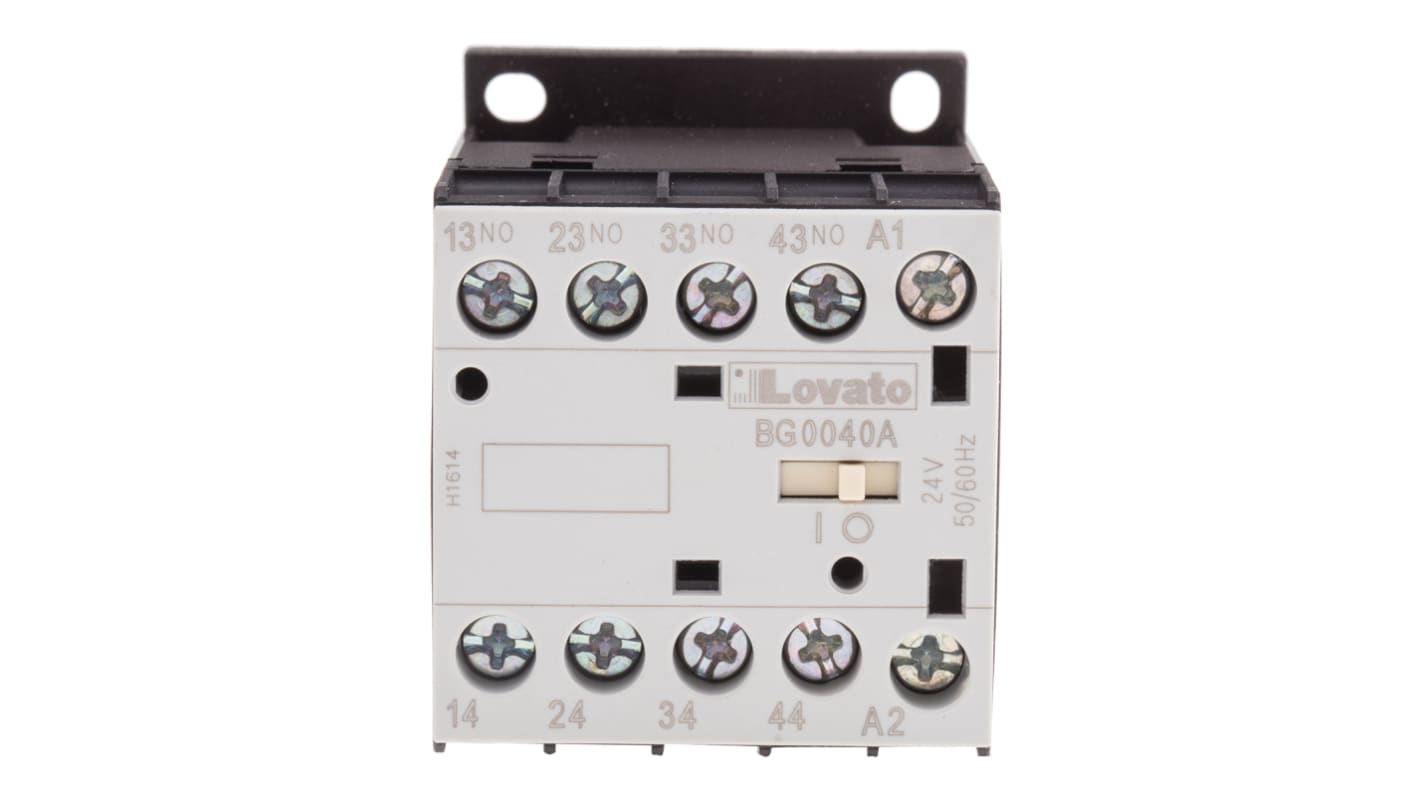 Relé de contactor Lovato Naranja BG de 4 polos, 4 NA, 10 A, bobina 24 V ac