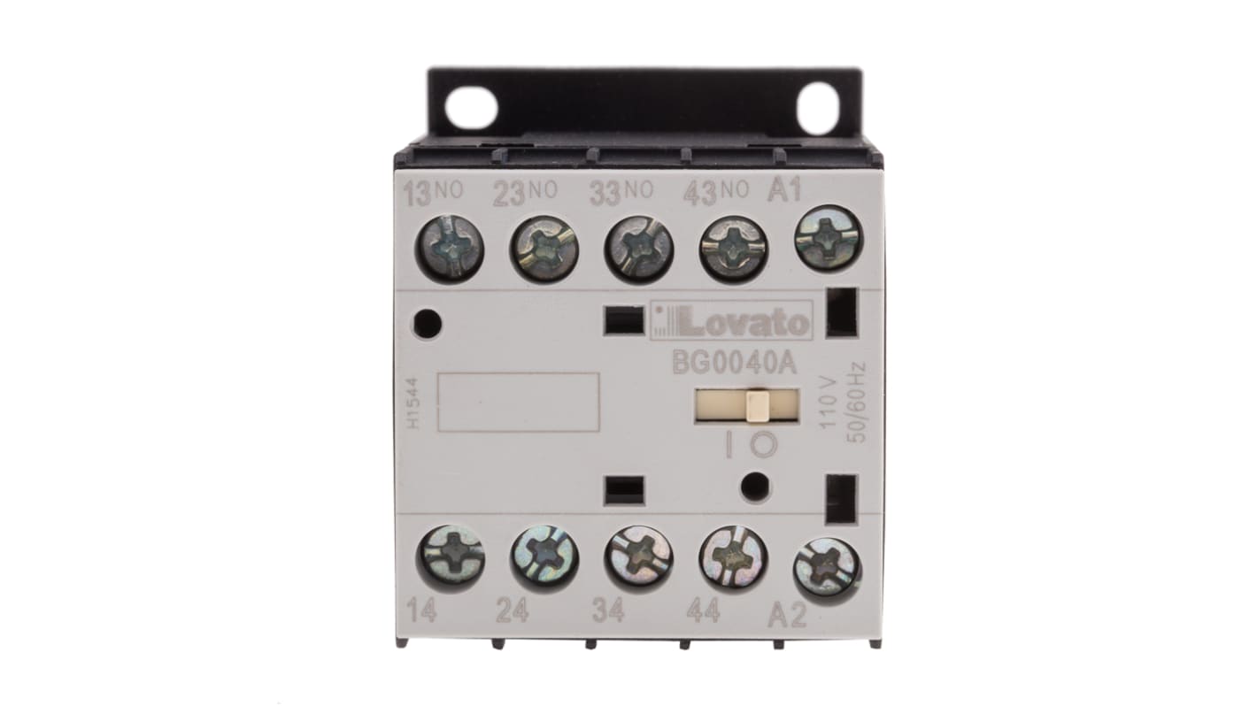 Relé de contactor Lovato Naranja BG de 4 polos, 4 NA, 10 A, bobina 110 V ac