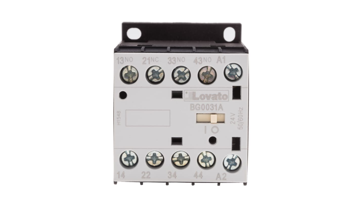 Lovato BG Series Contactor Relay, 24 V ac Coil, 4-Pole, 10 A, 3NO + 1NC, 690 V ac