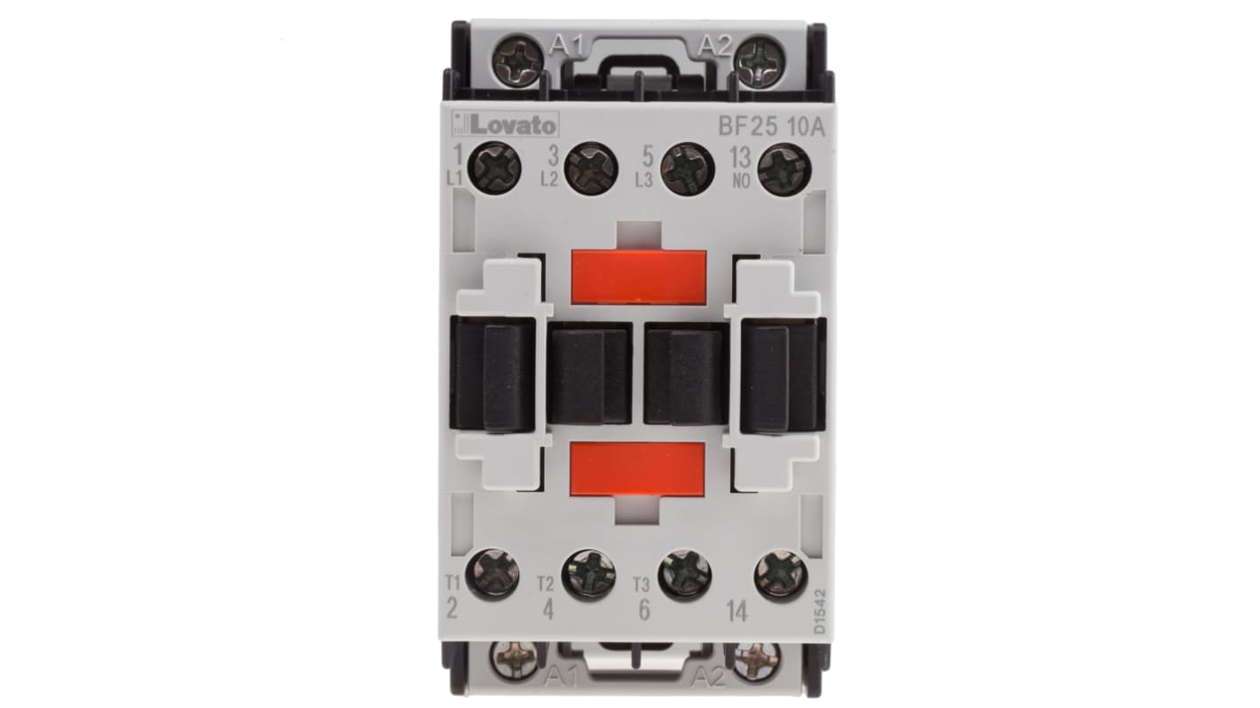 Contactor Lovato Naranja BF de 3 polos, 3 NA, 25 A, bobina 400 V ac, 11 kW