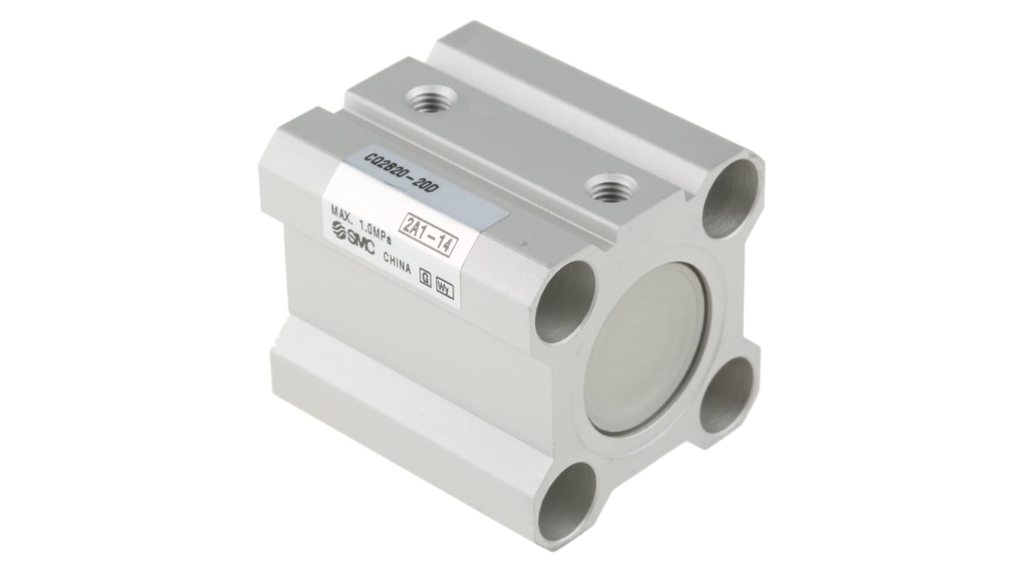 SMC Pneumatic Compact Cylinder - 20mm Bore, 20mm Stroke, CQ2 Series, Double Acting
