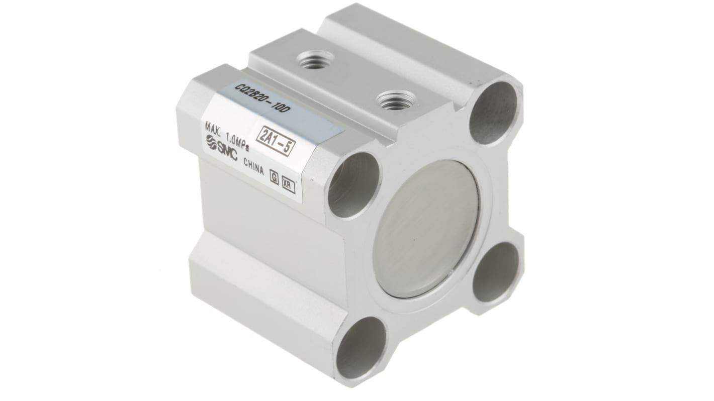 SMC Pneumatic Compact Cylinder - 20mm Bore, 10mm Stroke, CQ2 Series, Double Acting