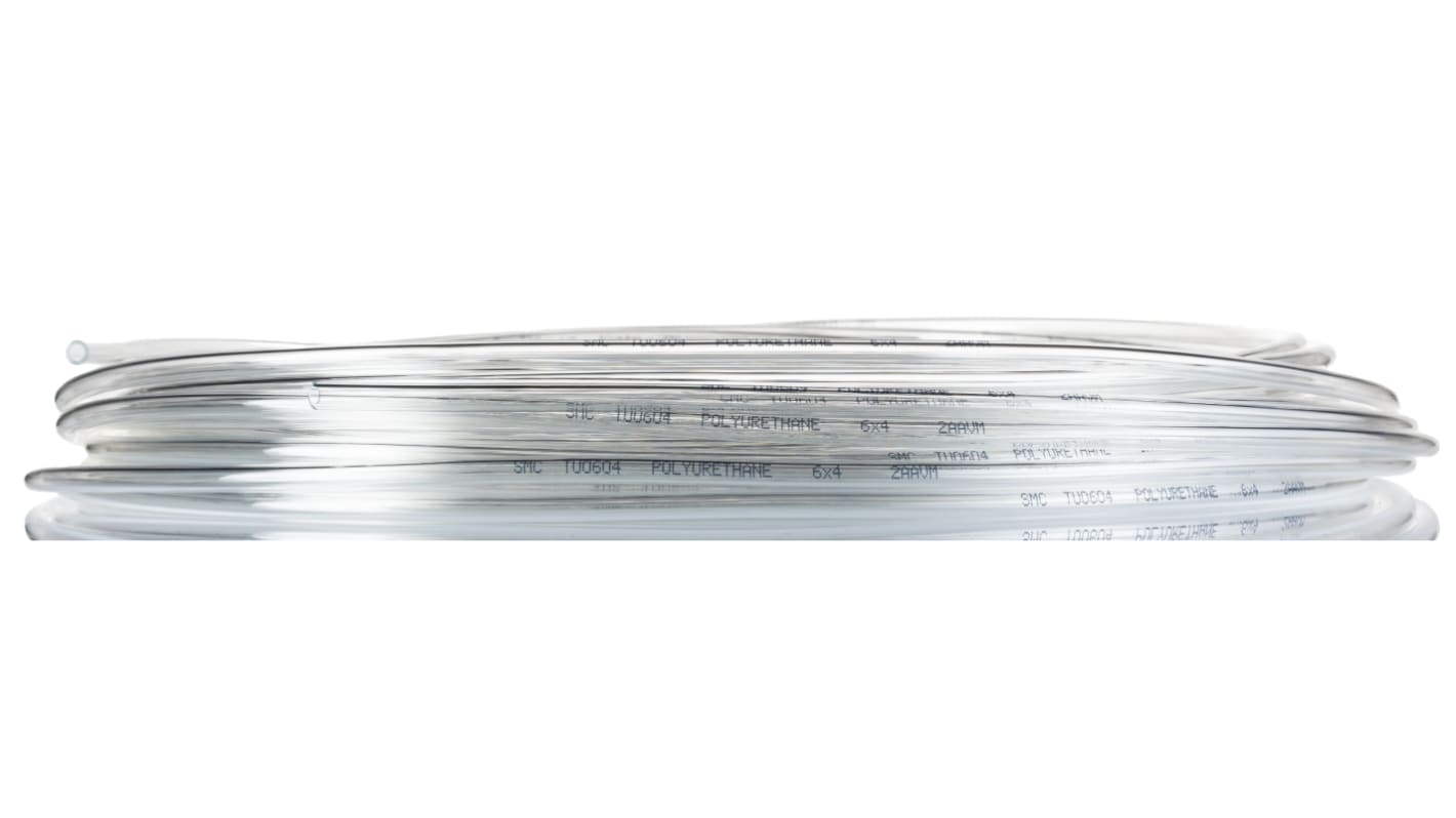 Tubería de aire comprimido SMC de PUR Transparente, diá. exterior 6mm, longitud 20m