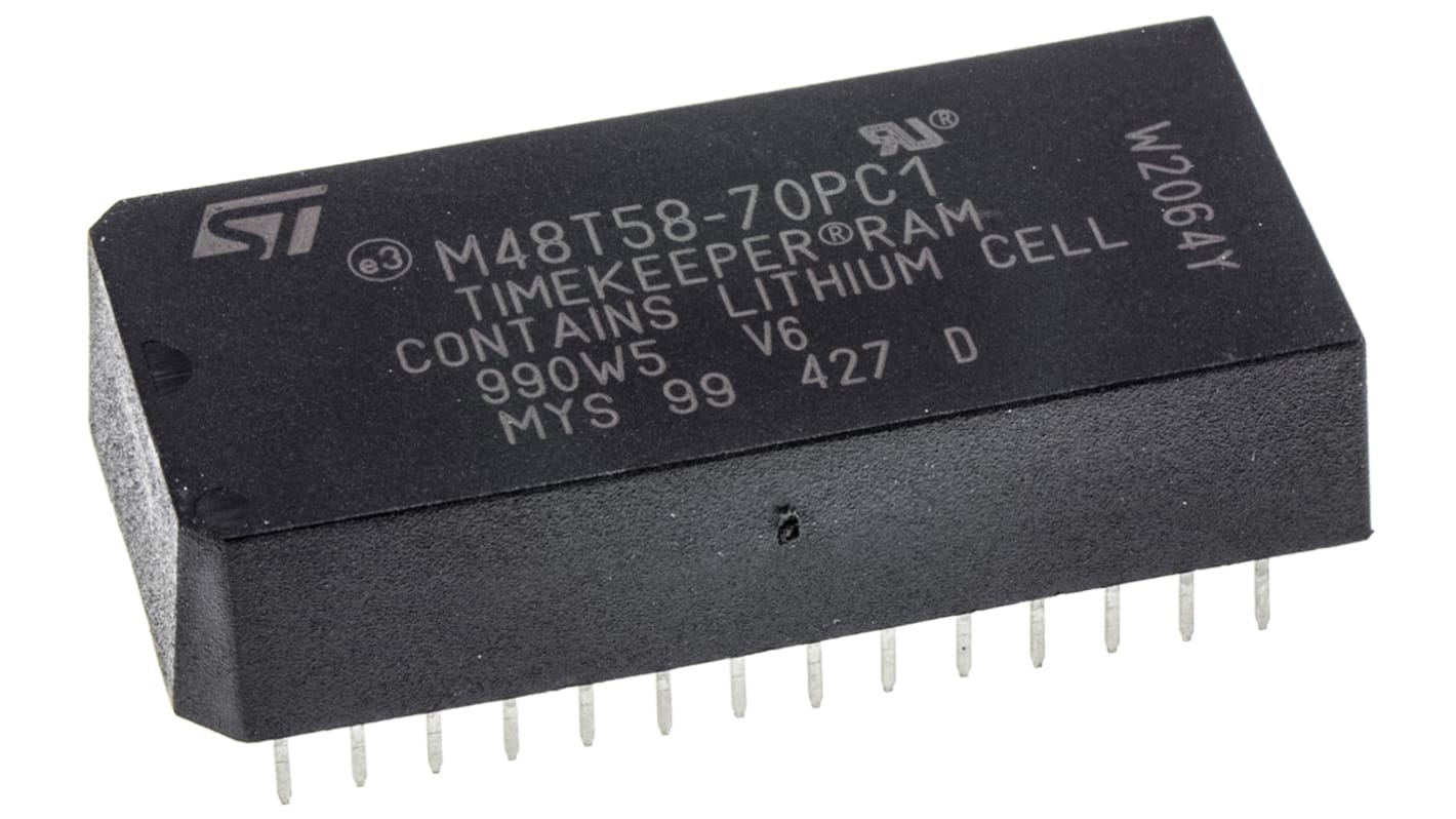 STMicroelectronics M48T58-70PC1 28 ben PCDIP Realtidsur (RTC) — Batteri-backup, kalender, chipfravalg, kontakt,