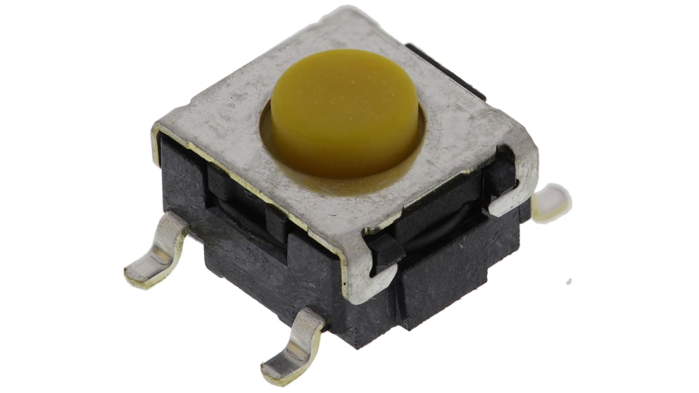 Omron IP64 Black Button Tactile Switch, SPST 50 mA @ 24 V dc 0.8mm Through Hole