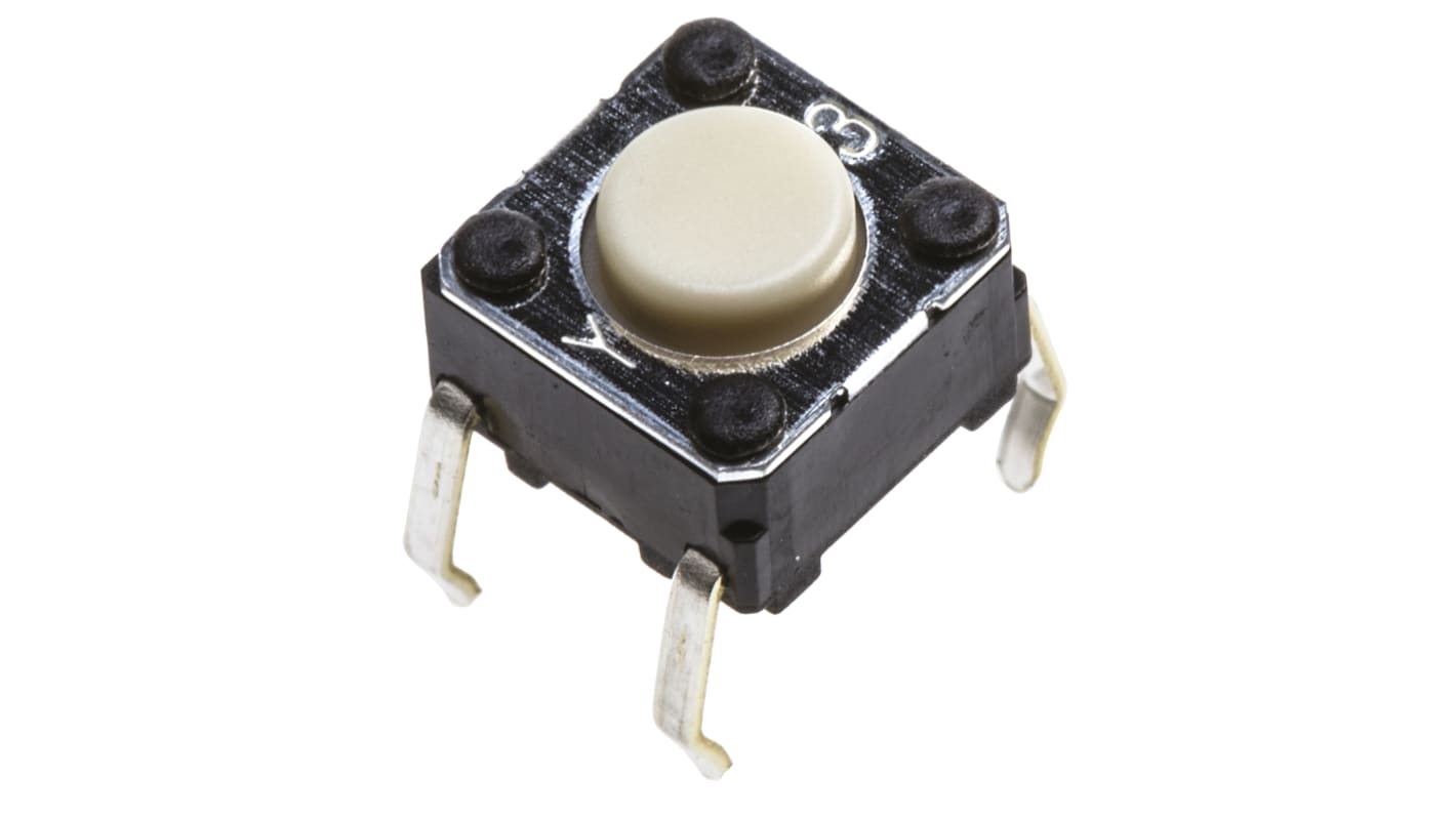 Grey Plunger Tactile Switch, SPST 50 mA @ 24 V dc 0.9mm Through Hole