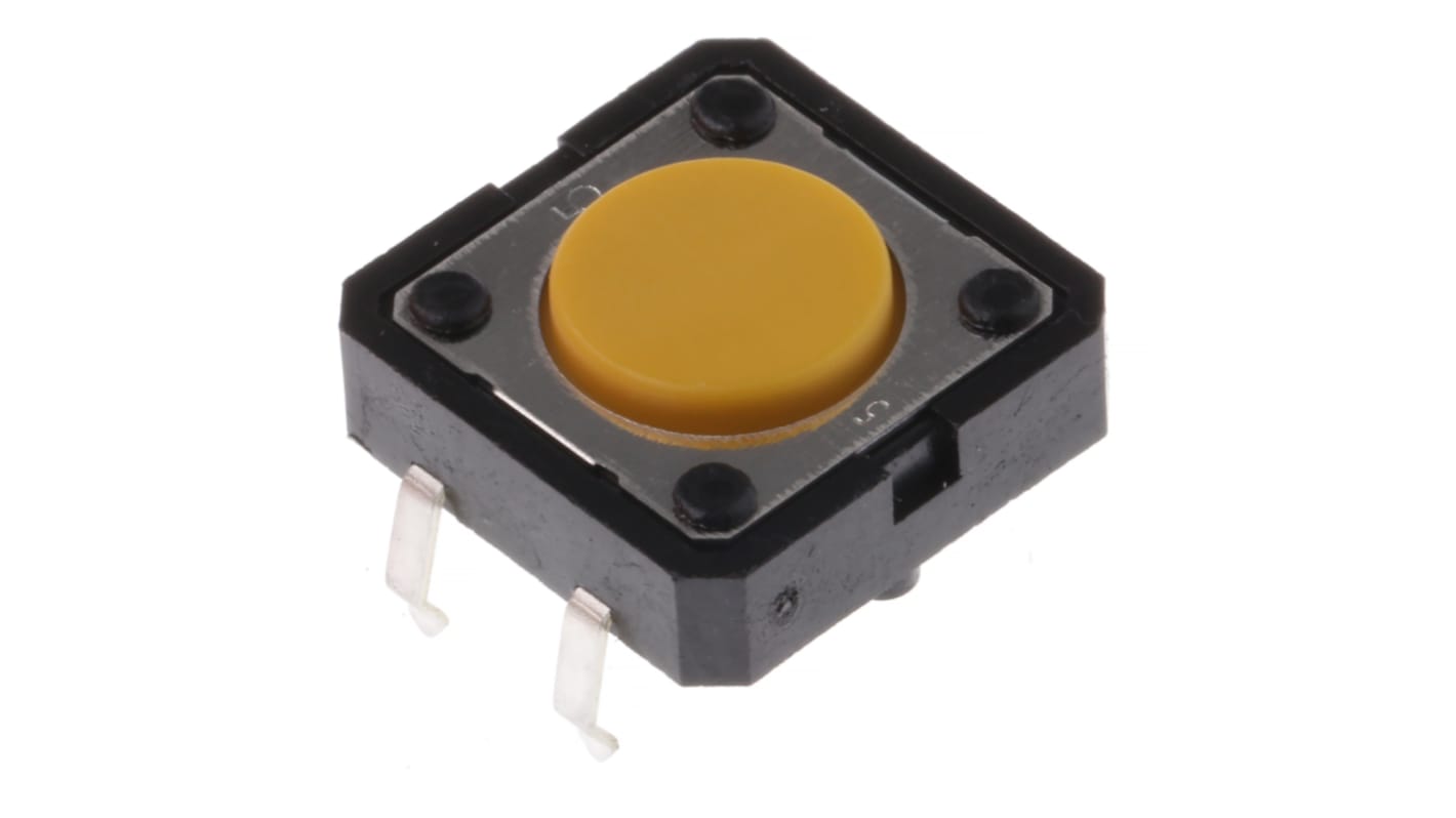 Omron Yellow Plunger Tactile Switch, SPST 50 mA @ 24 V dc 0.8mm Through Hole