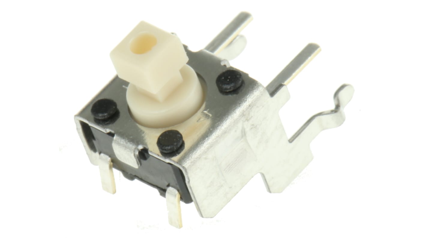 Omron Ivory Plunger Tactile Switch, SPST 50 mA @ 24 V dc Through Hole