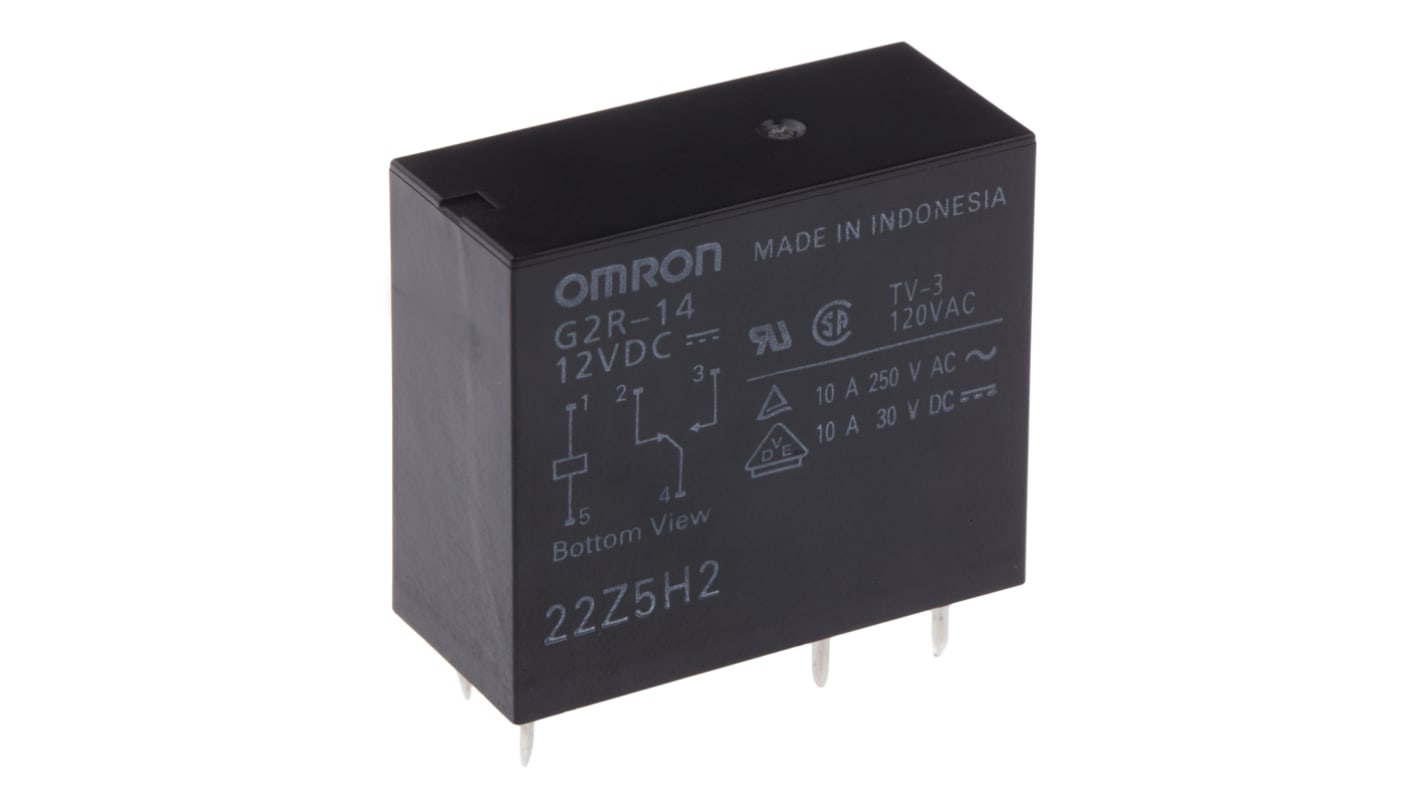 Omron PCB Mount Power Relay, 12V dc Coil, 10A Switching Current, SPDT