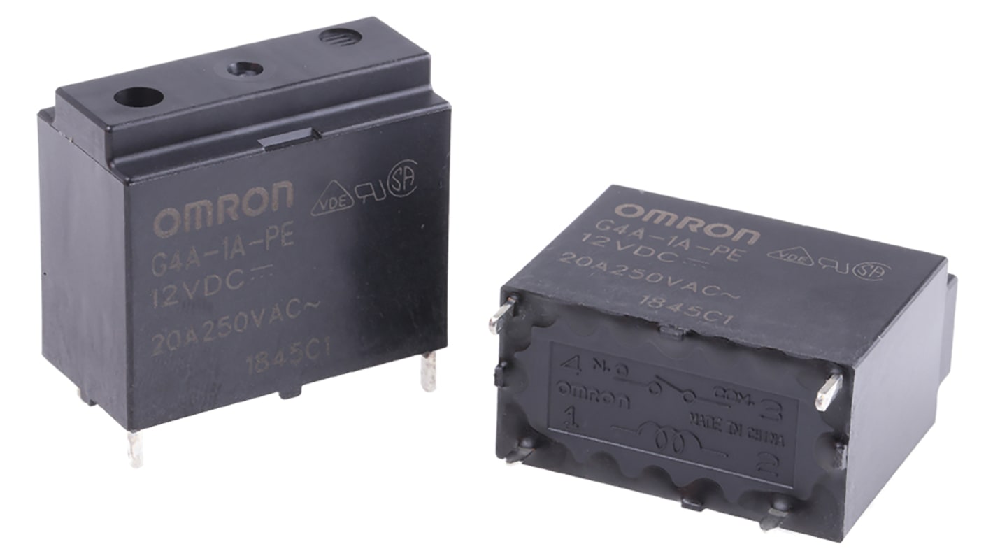 Omron パワーリレー 12V dc SPST 基板実装タイプ