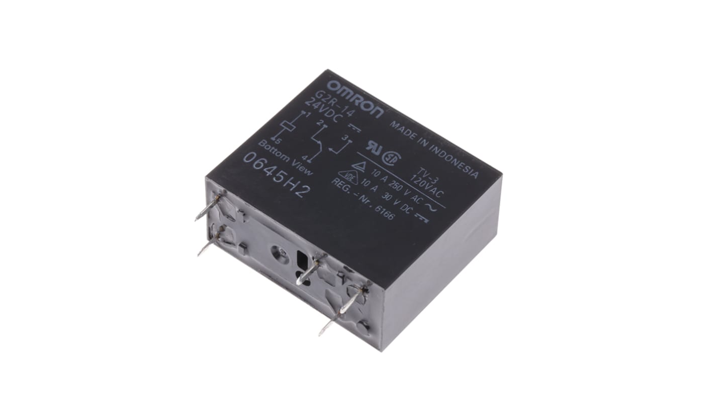 Omron PCB Mount Power Relay, 24V dc Coil, 10A Switching Current, SPDT