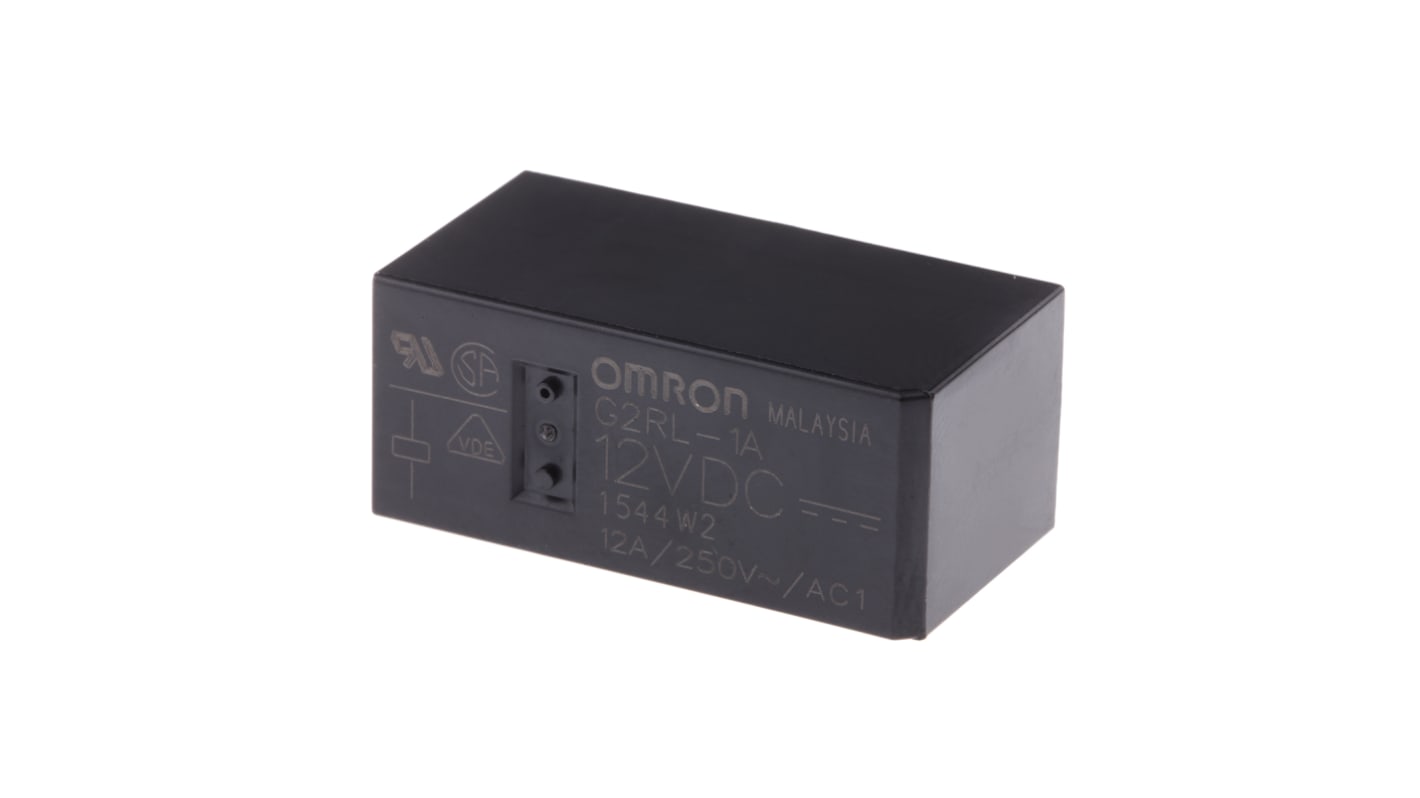 Omron PCB Mount Power Relay, 12V dc Coil, 12A Switching Current, SPST