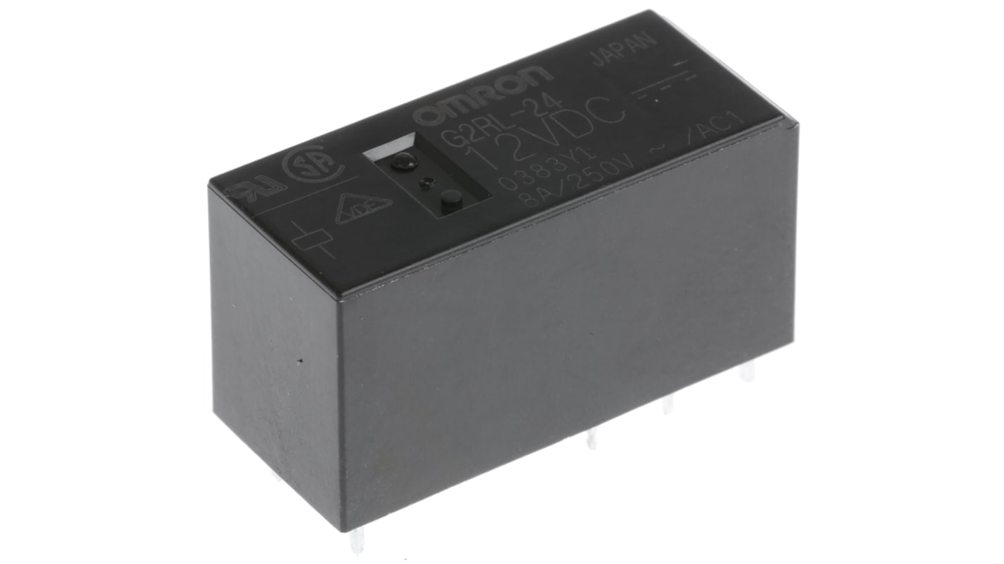 Omron PCB Mount Power Relay, 12V dc Coil, 8A Switching Current, DPDT