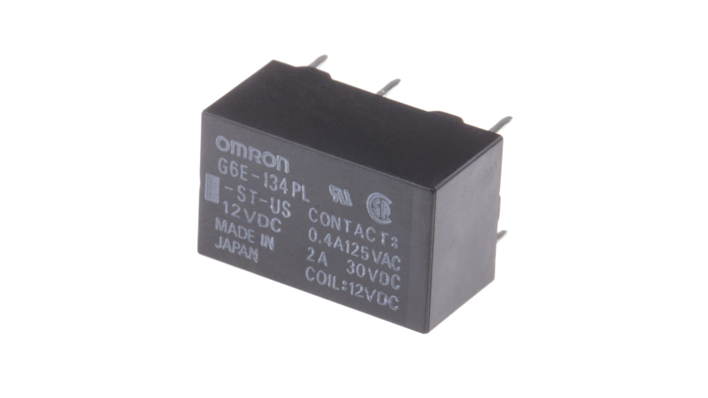 Relé de potencia sin enclavamiento Omron G6E de 1 polo, SPDT, bobina 12V dc, 3A, Montaje en PCB