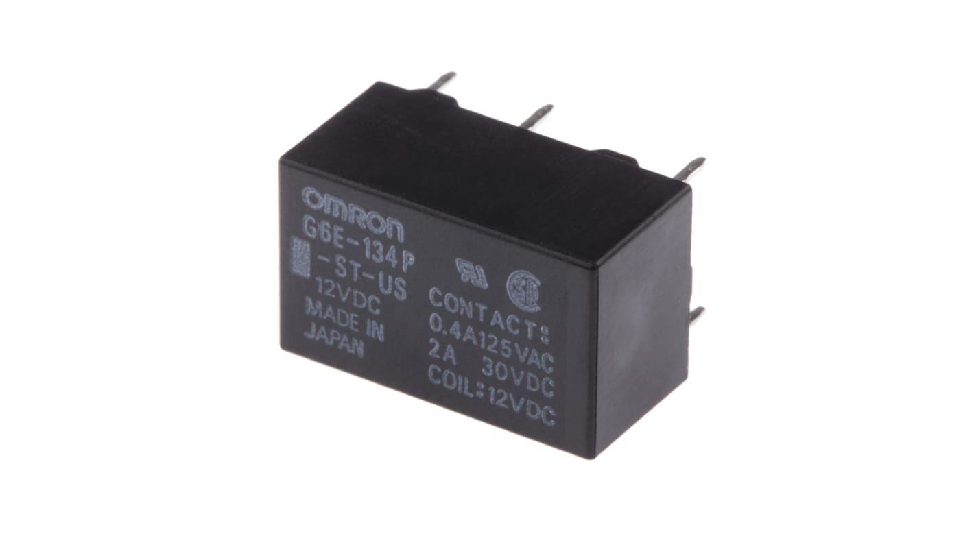 Relé de potencia sin enclavamiento Omron G6E de 1 polo, SPDT, bobina 12V dc, 3A, Montaje en PCB