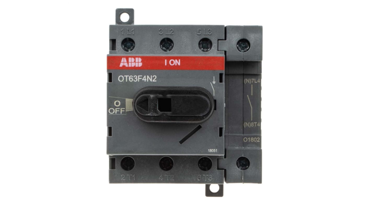 ABB Trennschalter ohne Sicherung 4P-polig 63A DIN-Schiene IP 20 22kW 750V ac 3-phasig