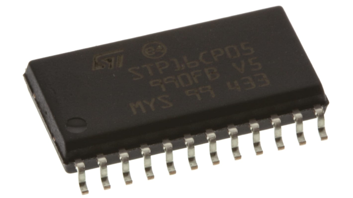 Driver para display LED STMicroelectronics STP16CP05, alim: 3 → 5,5 V. / 11.7mA, Montaje superficial, SOIC 24
