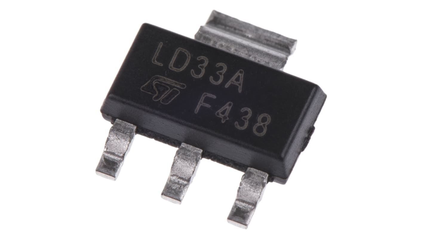 STMicroelectronics LD1117AS33TR, 1 Low Dropout Voltage, Voltage Regulator 1.2A, 3.3 V 3+Tab-Pin, SOT-223