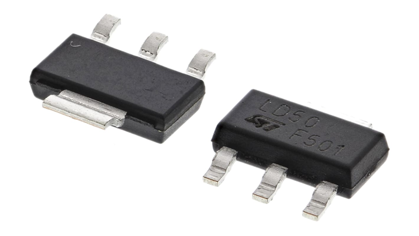 STMicroelectronics 電圧レギュレータ 低ドロップアウト電圧 5 V, 3+Tab-Pin, LD1117S50TR