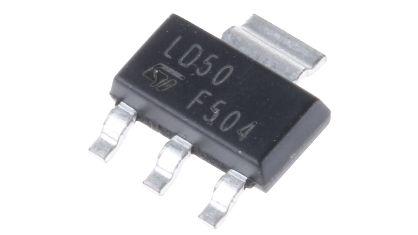 Regulador de tensión LD1117S50CTR, 1.3A SOT-223, 3+Tab pines