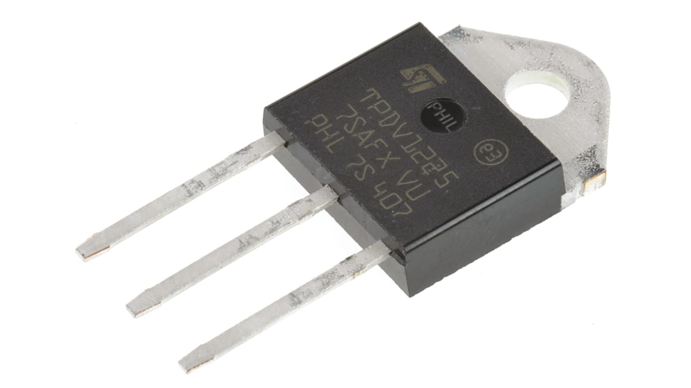 TRIAC 1200V, 1200V 25A, kapu indítófesz.: 1.5V, 150mA, TOP3, 3-tüskés