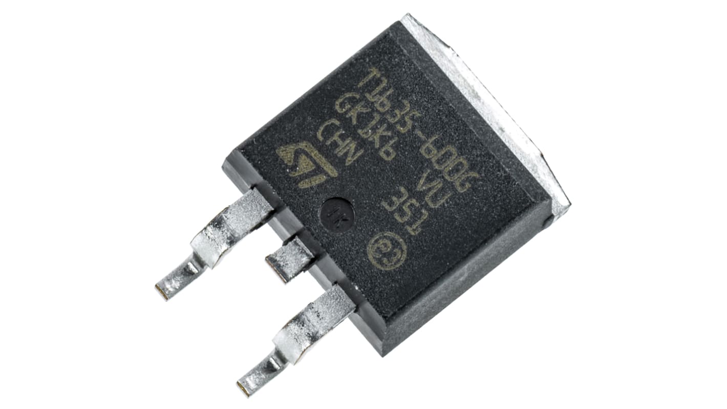 TRIAC STMicroelectronics, D2PAK (TO-263), 3 Pin, 16A, 600V, 1.3V, Montaggio superficiale