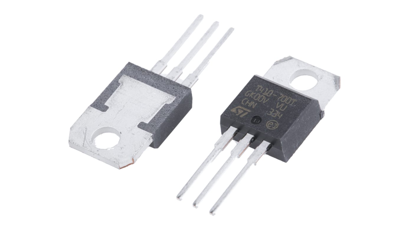 STMicroelectronics Through Hole, 3-pin, TRIAC, 700V, Gate Trigger 1.3V 700V