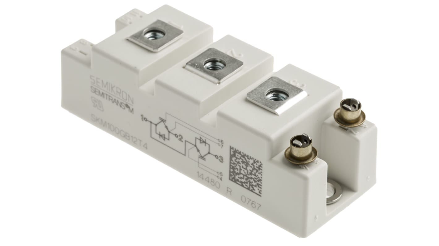 Semikron SKM100GB12T4 IGBT-modul N-csatornás, 160 A, 1200 V, 7-tüskés, SEMITRANS2 Sorba kötött