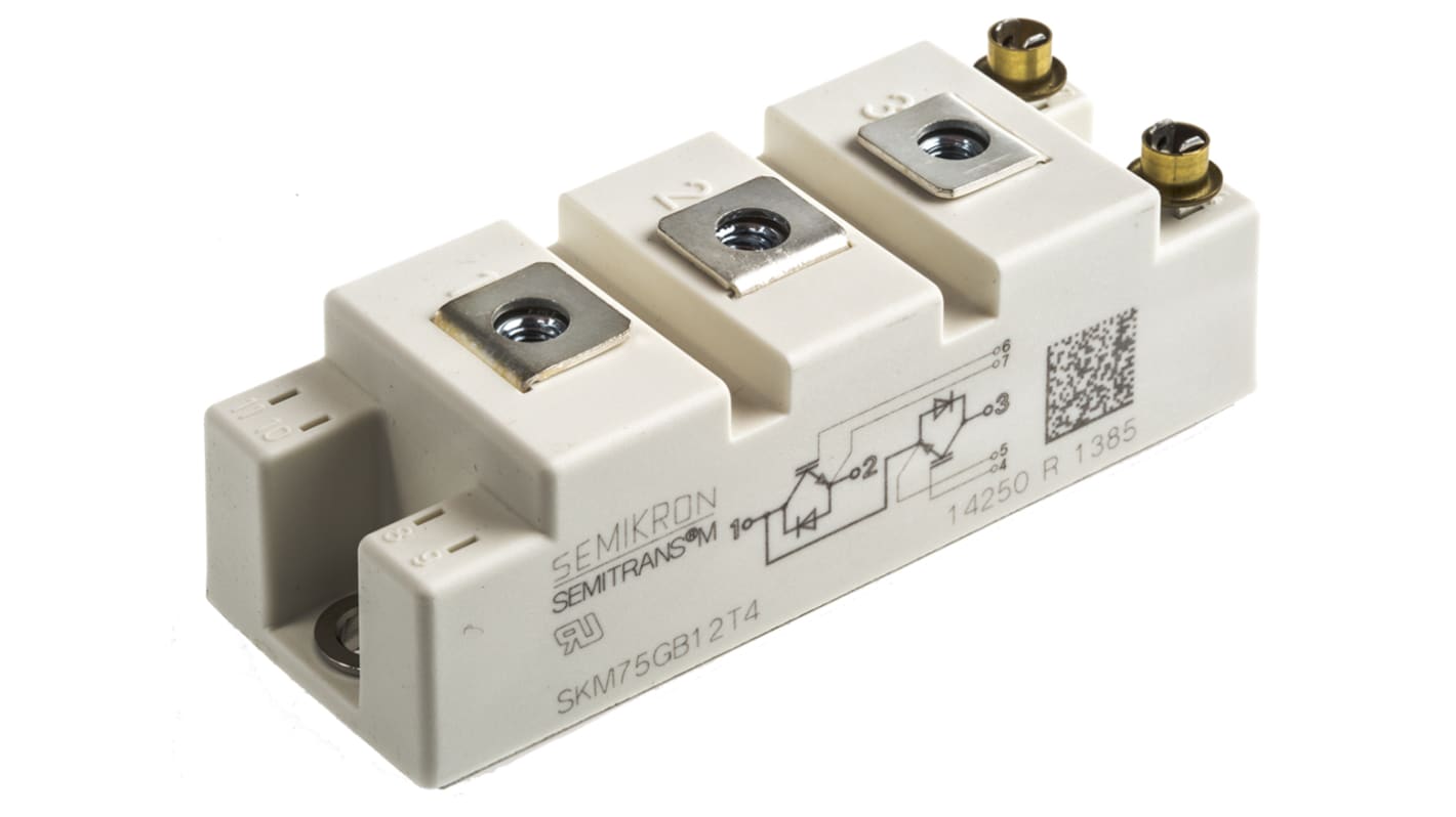 IGBT modul SKM75GB12T4 N-kanálový 115 A 1200 V, SEMITRANS2, počet kolíků: 7 Sériové zapojení