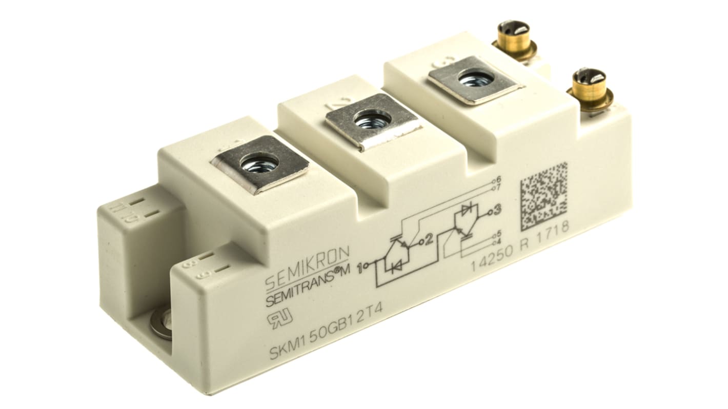 Semikron SKM150GB12T4 IGBT-modul N-csatornás, 232 A, 1200 V, 7-tüskés, SEMITRANS2 Sorba kötött