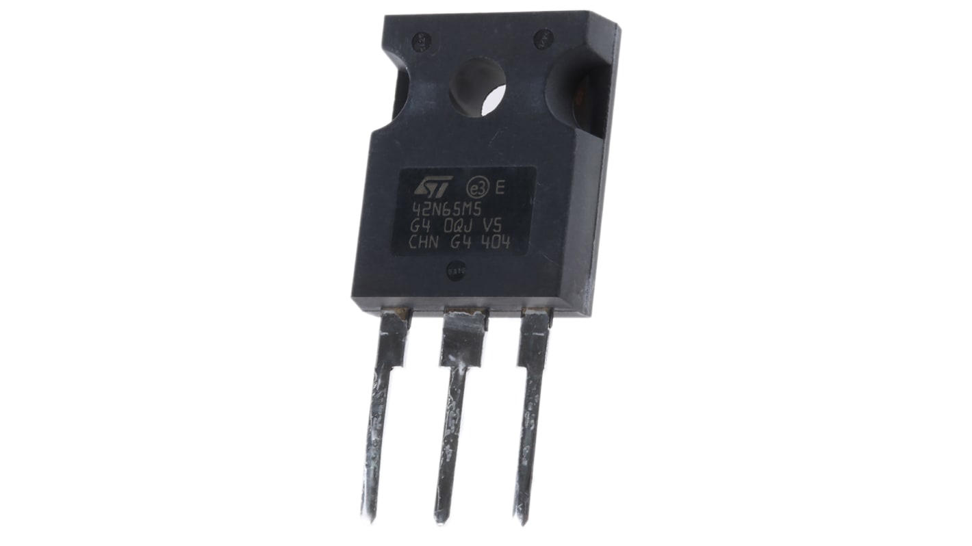 MOSFET STMicroelectronics STW42N65M5, VDSS 650 V, ID 33 A, TO-247 de 3 pines, , config. Simple