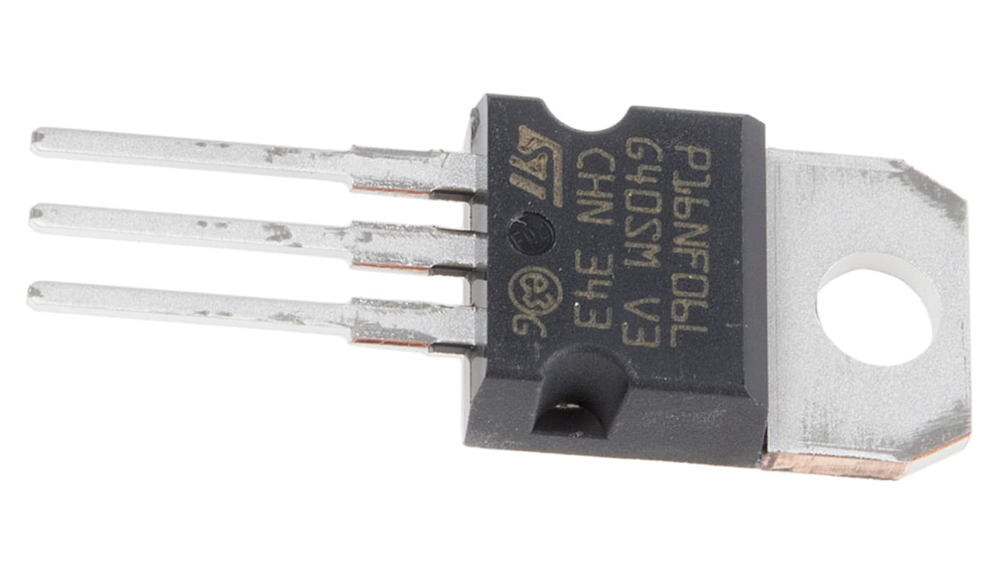 MOSFET STMicroelectronics, canale N, 90 mΩ, 16 A, TO-220, Su foro