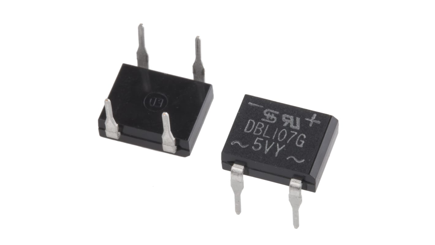 Taiwan Semiconductor 整流用 ブリッジダイオード 単相 1A, 1000V, 8.51 x 6.5 x 2.6mm, DBL107G C1